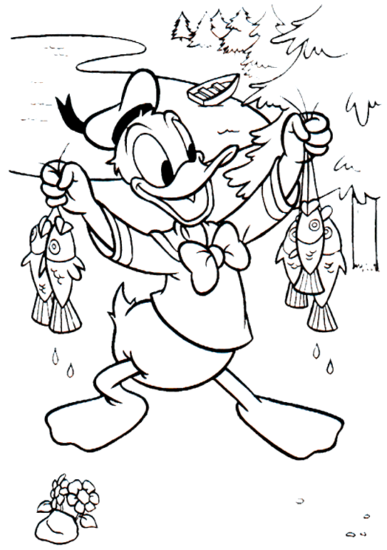 coloriage Disney-donald-peche