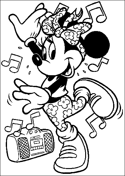 coloriage Disney-minnie-musique