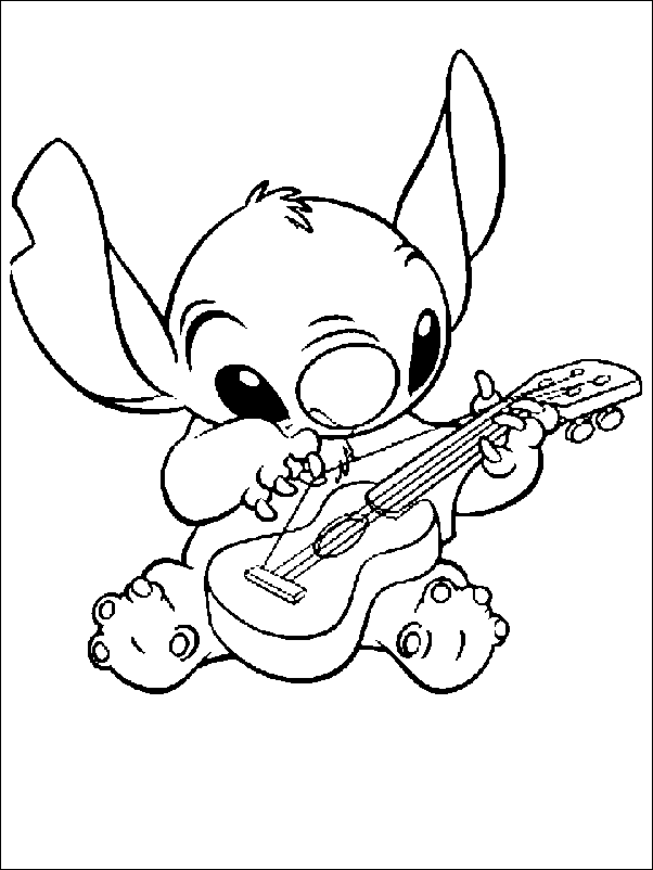 coloriage Disney-stitch-guitare