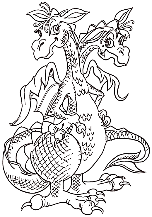 coloriage Dragons-2tetes