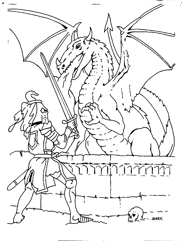 coloriage Dragons-chevalier