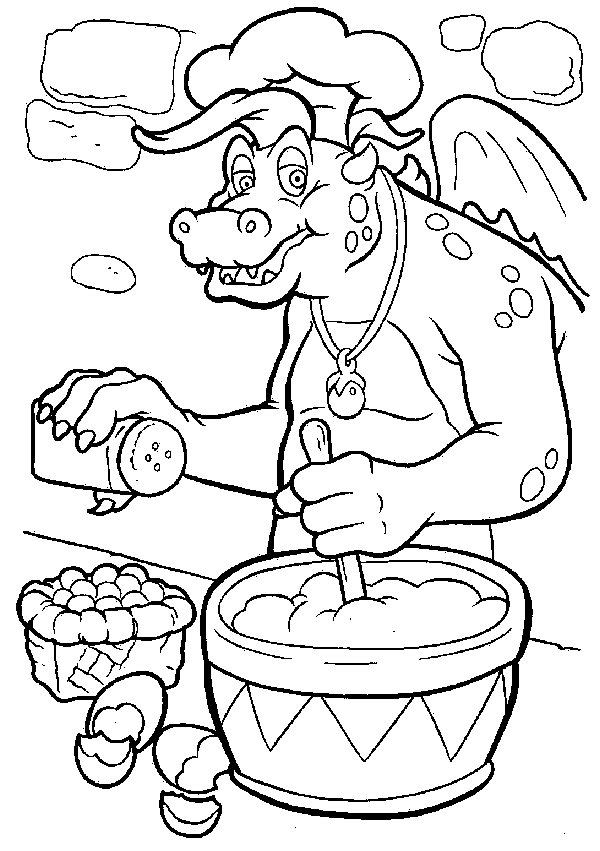 coloriage Dragons-cuisine